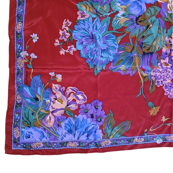 Vintage Liz Claiborne Floral 100% Silk Scarf - Picture 3 of 10